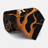 Spokenhout met Halloween Jack-o'-lantern Stropdas (Opgerold)