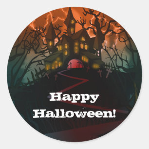 Spokenhuis Begraafplaats Halloweenfeest Ronde Sticker