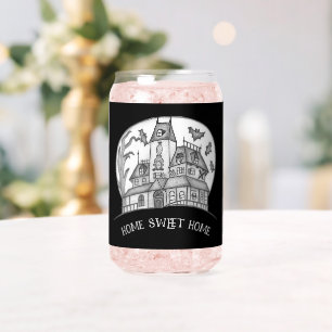 Spokenhuis en Vleermuizen Halloween Blikvorm Glas