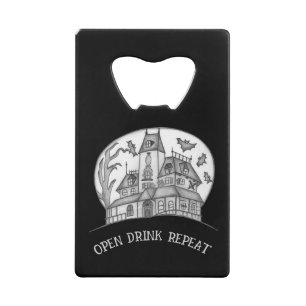 Spokenhuis en Vleermuizen Halloween Kredietkaart Flessenopener
