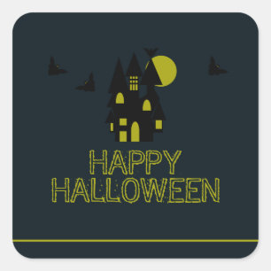 Spokenhuis, Gelukkig Halloween Vierkante Sticker