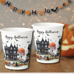 Spokenhuis Halloweenfeest Papieren Bekers