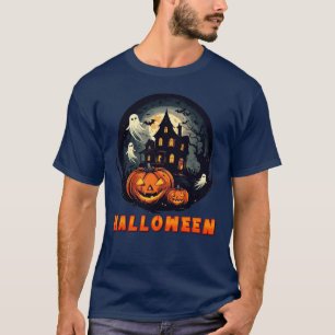 Spokenhuis met Pompoenen, Geesten, en Volle Maan T-shirt