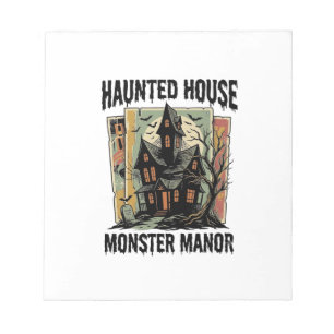 Spokenhuis T-shirt Vintage Monster Manor Design Notitieblok