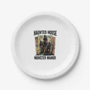 Spokenhuis T-shirt Vintage Monster Manor Design Papieren Bordje