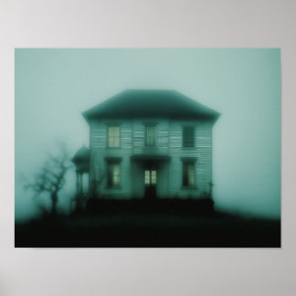 Spokenstijl Victoriaans Landhuis Nevelige Atmosfer Poster