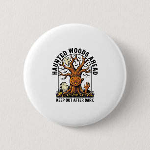 Spokige Behekste Boom Vintage Halloween Waarschuwi Ronde Button 5,7 Cm