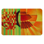 Sponk op Zee van Abstracte Groene Cubist Magneet (Horizontaal)