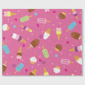 Sponken, cupcakes, consumptie-ijs en popsicles cadeaupapier (Vlak)