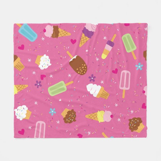 Sponken, cupcakes, consumptie-ijs en popsicles fleece deken (Voorkant (Horizontaal))