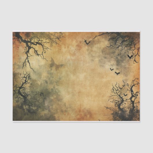 Spook Bats Haunted Oerwoud Creepy Halloween Tissuepapier (Voorkant)