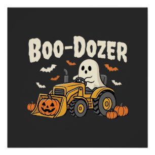 Spook-Bulldozer Halloween Geest Bulldozer Ontwerp_ Perfect Poster