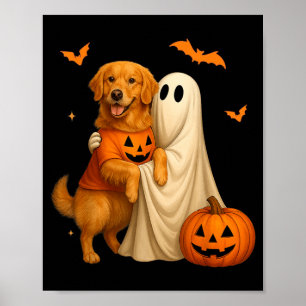 Spook die gouden hond vasthoudt Halloween - Grappi Poster
