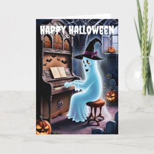 spook die op het orgel speelt feestdagen kaart