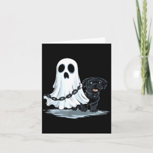 Spook die puppyhond vasthoudt, grappig Halloween-k Kaart