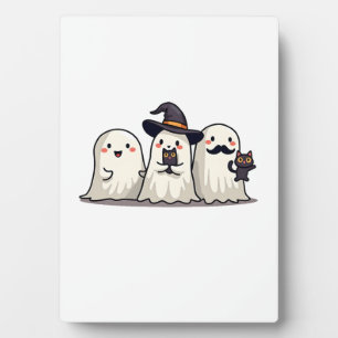 Spook die Zwarte Kat Vasthoudt Grappig Halloween K Fotoplaat
