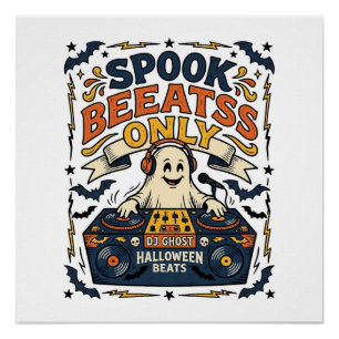 Spook DJ Spooky Beats Vintage Gravure Halloween Perfect Poster