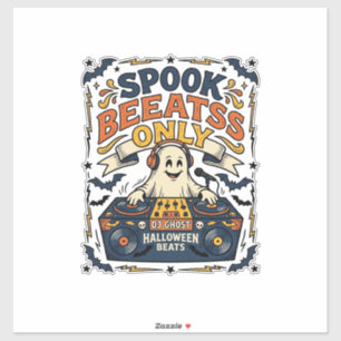 Spook DJ Spooky Beats Vintage Gravure Halloween Sticker