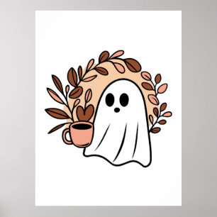 Spook drink koffie poster
