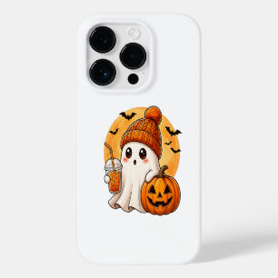 Spook drinkt ijskoffie met pompoen Halloween Case-Mate iPhone 14 Pro Hoesje