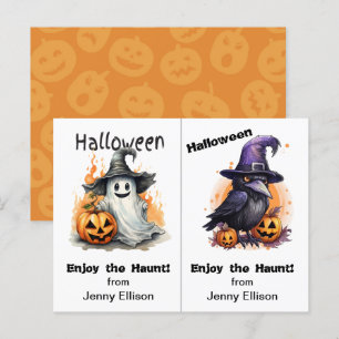 Spook en Crow School Party Halloween Kaart