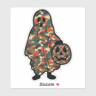 Spook en pompoen in camouflage sticker