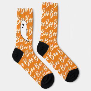 Spook Halloween wit oranje boo tekst patroon Sokken