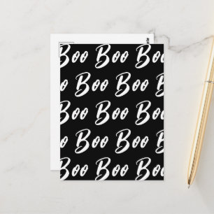 Spook Halloween zwart en wit boe tekstpatroon Briefkaart