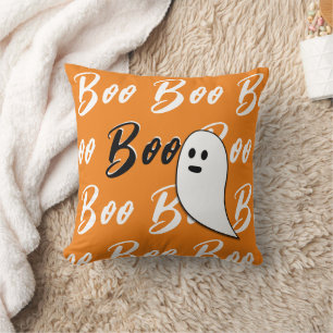 Spook Halloween zwart wit oranje boo Kussen