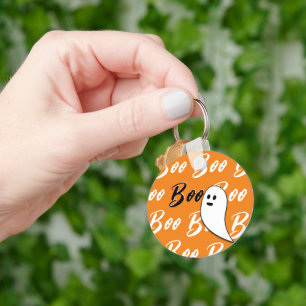 Spook Halloween zwart wit oranje boo Sleutelhanger