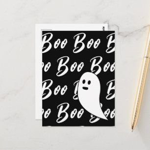 Spook Halloween zwart-wit tekstpatroon boo Briefkaart