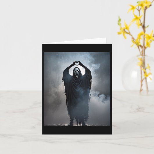 Spook Hart Handen Verschrikkelijke Gezicht Horror Kaart (Gele Bloem)