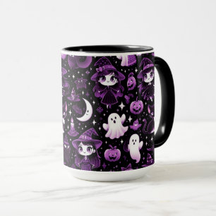 Spook, heksen, zwarte katten, vleermuizen en manen mok