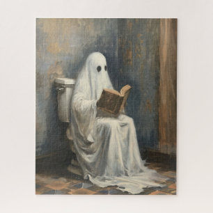 Spook Het lezen van een boek in het toilet Grappig Legpuzzel