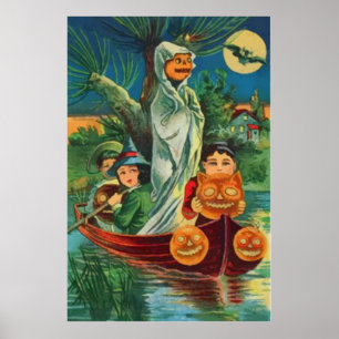 Spook Jack O Lantern Uil Volle Maan Poster