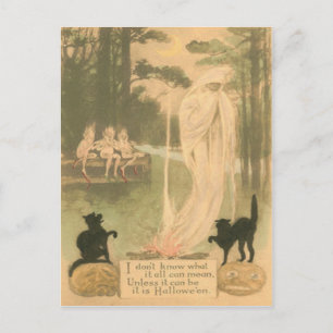 Spook Jack O Lantern Zwarte Kat Elfen Briefkaart