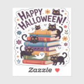 Spook Kat Lezen Boeken Lover Gifts Halloween Spoo Sticker (Vel)