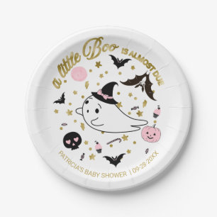 Spook Kleine Boo Halloween Meisje Baby Shower Papieren Bordje
