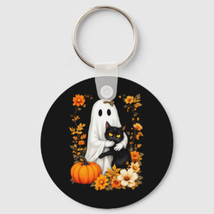 Spook Knuffelende Zwarte Kat Halloween Kattenliefh Sleutelhanger