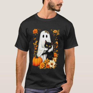 Spook Knuffelende Zwarte Kat Halloween Kattenliefh T-shirt