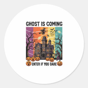 Spook komt Halloween-spookhuis Heksenpomp Ronde Sticker