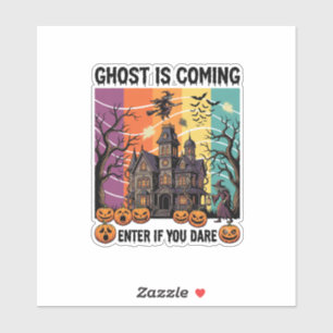 Spook komt Halloween-spookhuis Heksenpomp Sticker