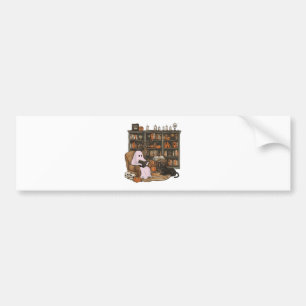 Spook leest boek Kattenliefhebber Halloween Bumpersticker
