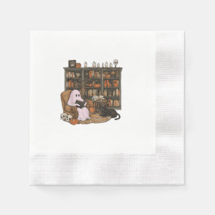 Spook leest boek Kattenliefhebber Halloween  Servet