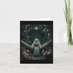 Spook lezen boek in een hangmat Halloween boek Lie Kaart