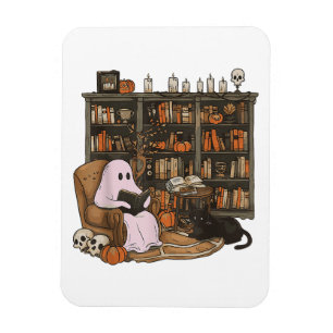 Spook lezend boek Kattenliefhebber Halloween  Magneet