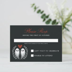 Spook Liefde Bruiloft RSVP Kaartje