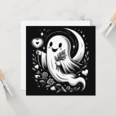 Spook met Hart en Rozen Schattige Griezige Valenti Kaart (Voorkant / Achterkant in situ)