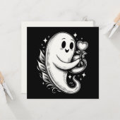 Spook met Hart Schattig Griezelige Valentijn Kaart (Voorkant / Achterkant in situ)