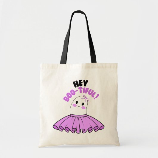Spook met Paarse rok & Hey Boo-tiful! Halloween Tote Bag (Voorkant)